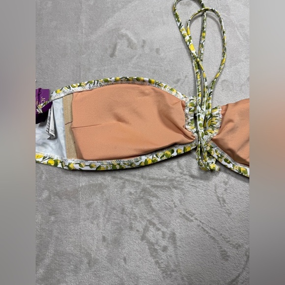NWT J.Crew X Liberty Eliza’s Yellow White Floral Halter Tie Neck Bikini Top L - Picture 11 of 16